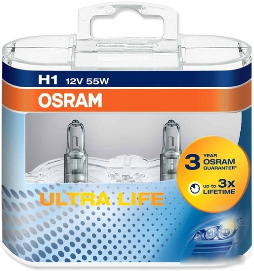 Галогенная лампа Osram H1 Ultra Life 2шт [64150ULT-HCB]